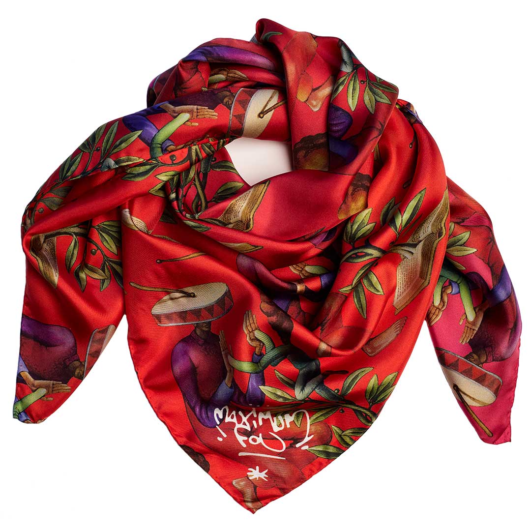 Waone Interesni Kazki silk scarf street art