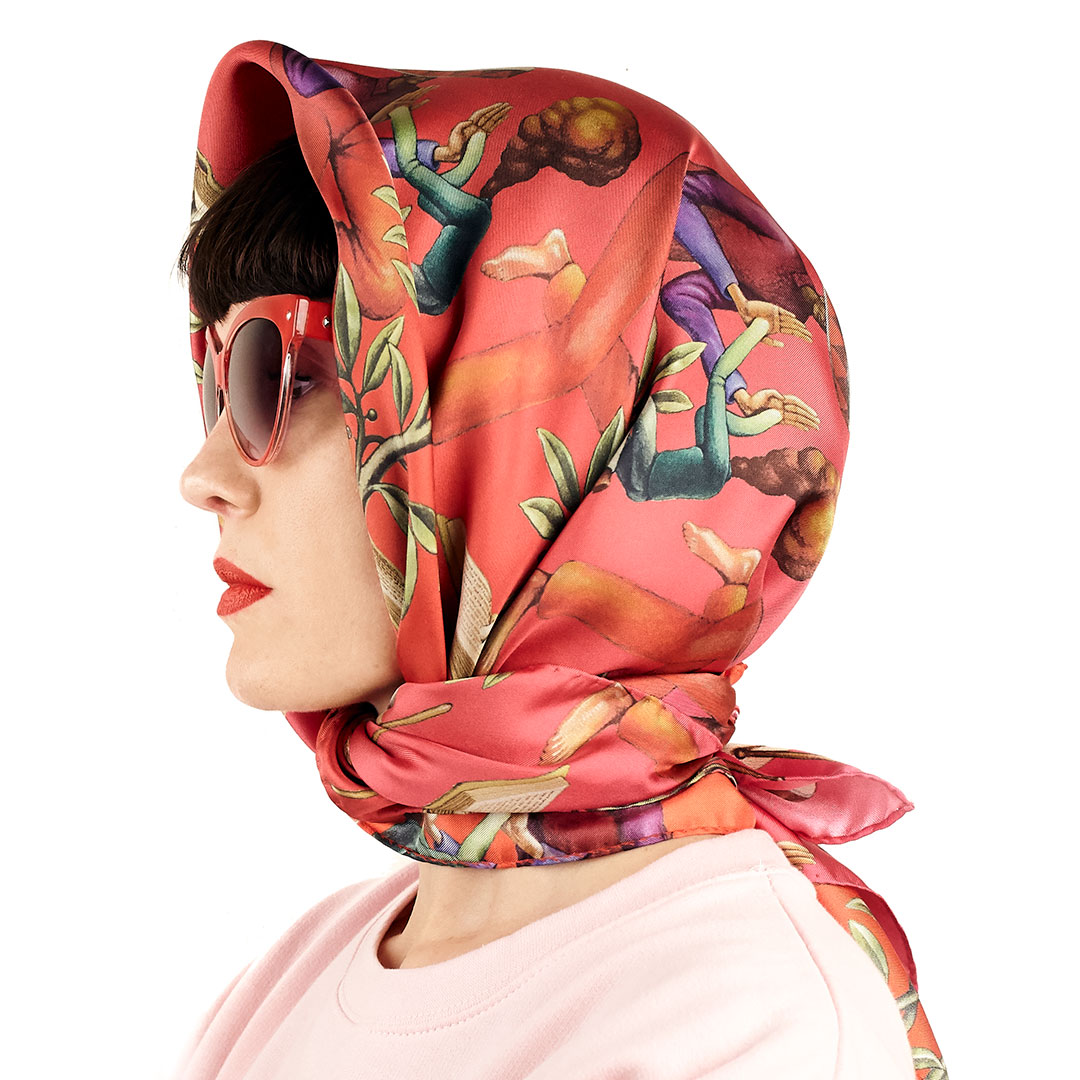 Waone Interesni Kazki silk scarf street art